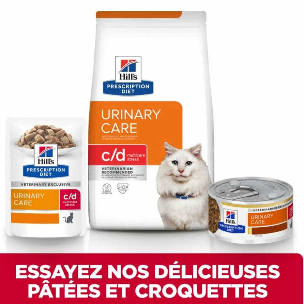HILL'S - Patee chat adult prescription diets c/d urinary stress poulet (sachet) - hill's 12*85 g
