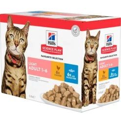 HILL'S - Patee chat science plan adult light mixte (sachet) - hill's 12*85 g