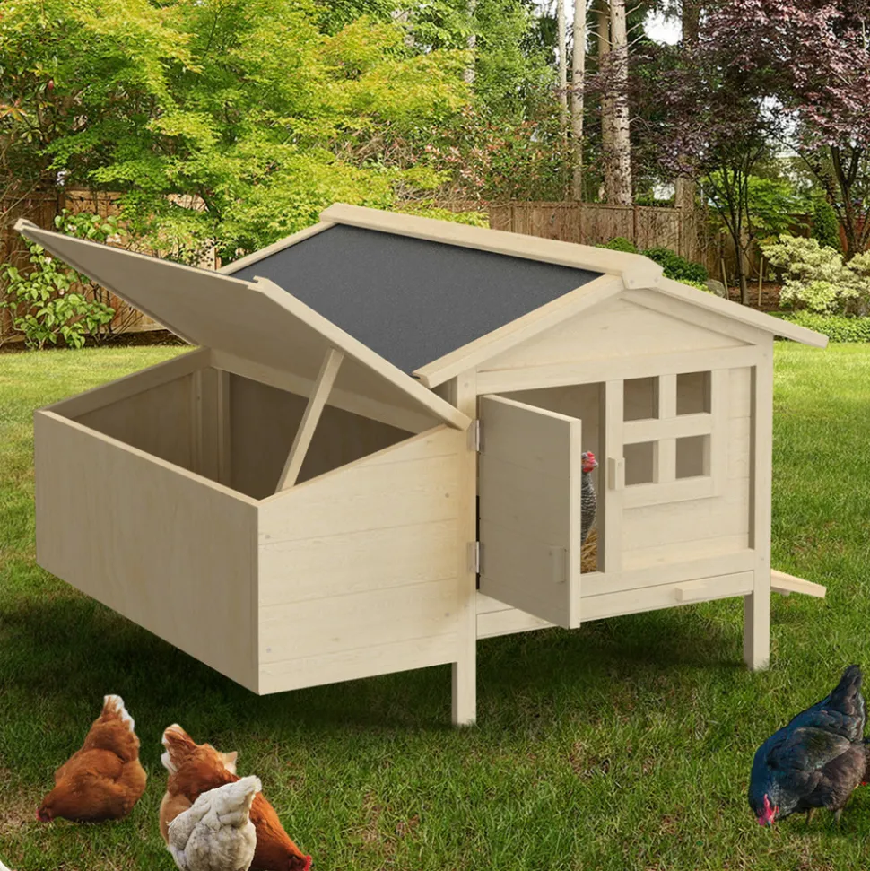 IDMARKET - Poulailler sur pilotis xxl avec pondoir en bois