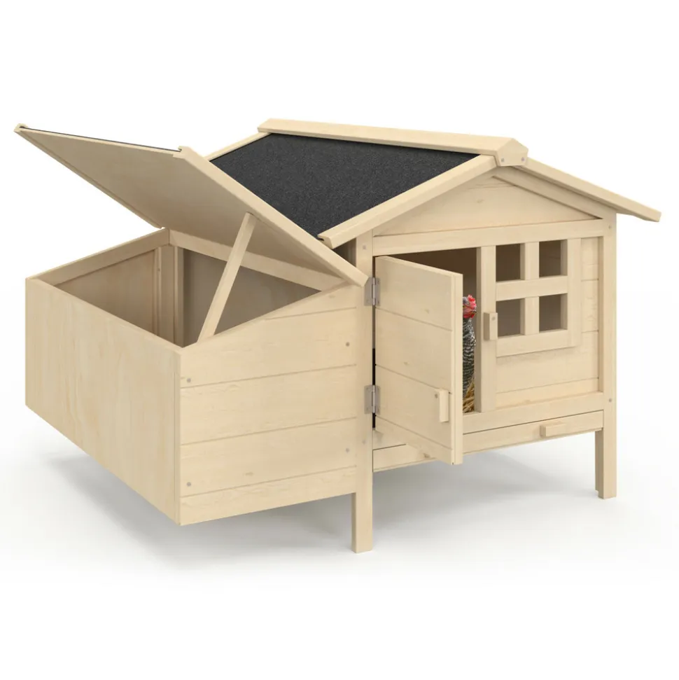 IDMARKET - Poulailler sur pilotis xxl avec pondoir en bois