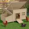 IDMARKET - Poulailler toit plat pour poules sur pilotis avec pondoir en bois, capacité jusqu'à 6 poules