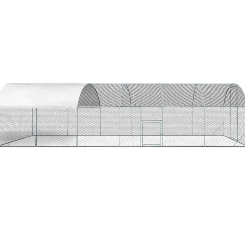 IDMARKET - Enclos poulailler dôme 22,5 m² parc grillagé 3x7,5 m avec porte latérale