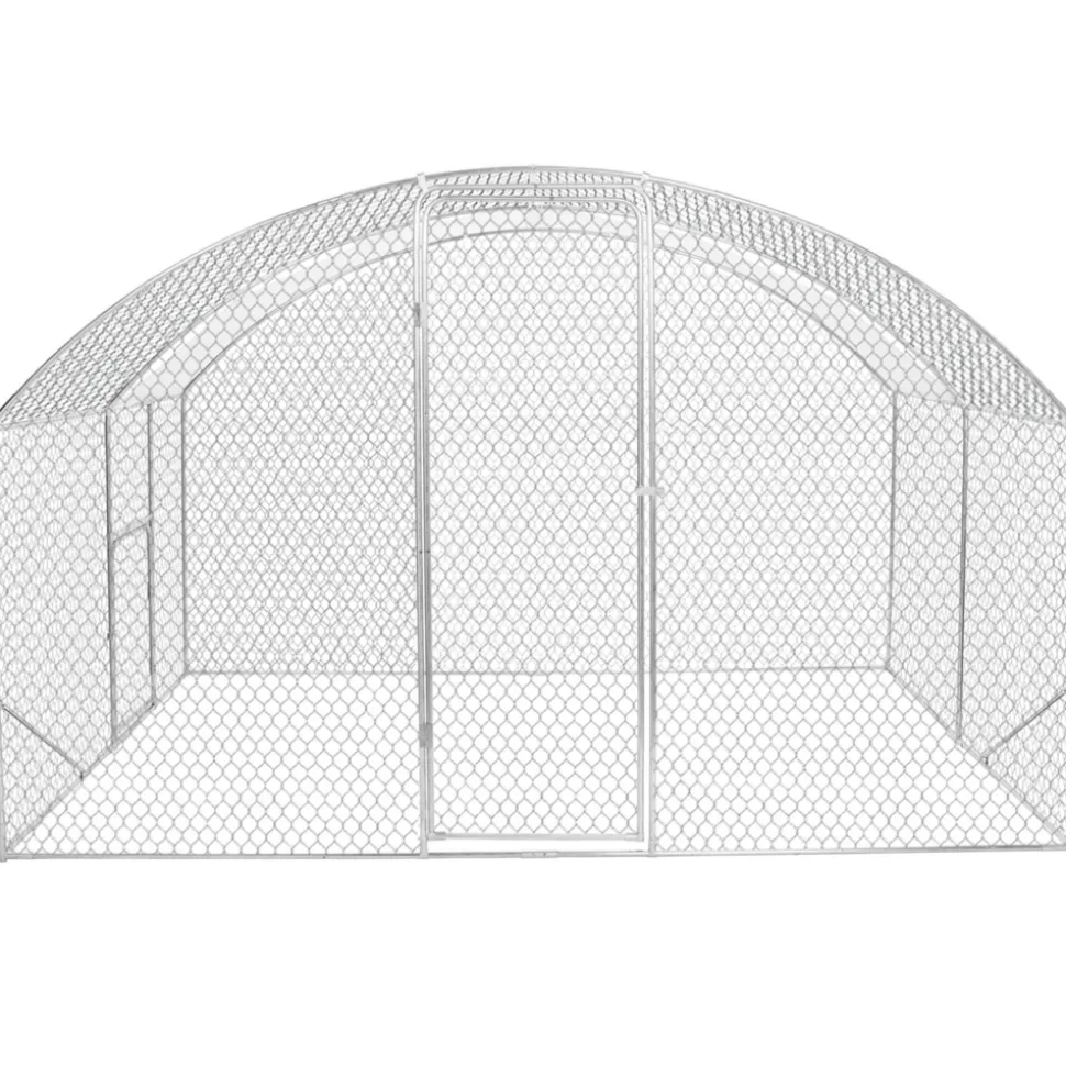 IDMARKET - Enclos poulailler dôme 7,5 m² parc grillagé 3x2,5 m avec porte latérale