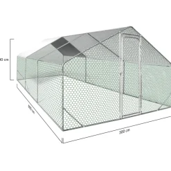IDMARKET - Enclos poulailler 18 m² parc grillagé 6x3 m acier galvanisé
