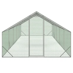 IDMARKET - Enclos poulailler 30m² parc grillagé 10 x 3 m acier galvanisé