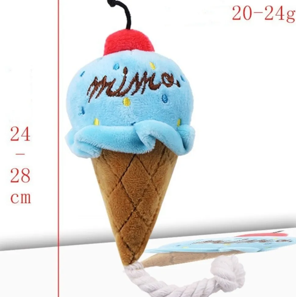 Jouets pour chiens en forme de hamburger, de frites, de glace, d'écrevisses, de bouteille de lait et de bonbons