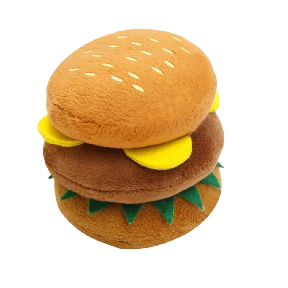 Jouets pour chiens en forme de hamburger, de frites, de glace, d'écrevisses, de bouteille de lait et de bonbons
