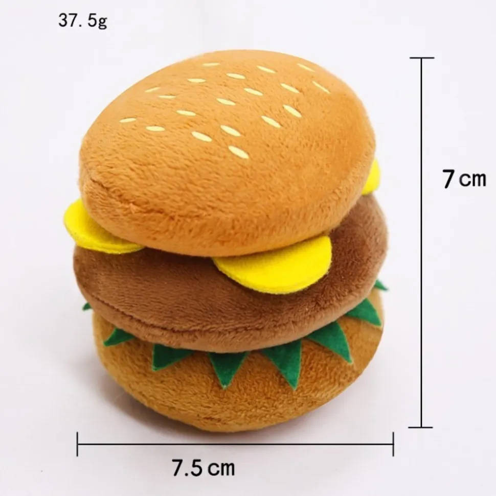 Jouets pour chiens en forme de hamburger, de frites, de glace, d'écrevisses, de bouteille de lait et de bonbons