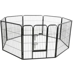 KERBL - Enclos d'extérieur avec porte pour animaux de compagnie noir
