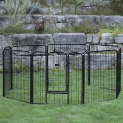 KERBL - Enclos d'extérieur avec porte pour animaux de compagnie noir