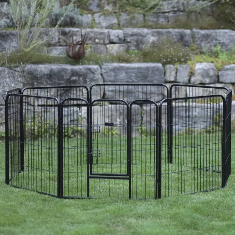 KERBL - Enclos d'extérieur avec porte pour animaux de compagnie noir