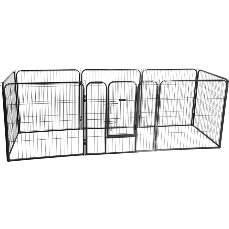 KERBL - Enclos d'extérieur avec porte pour animaux de compagnie noir