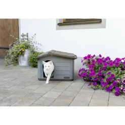 KERBL - Kerbl - maison extérieure pour chats - 60 x 51 x 41 cm - gris et marron - plastique