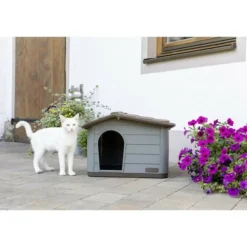 KERBL - Kerbl - maison extérieure pour chats - 60 x 51 x 41 cm - gris et marron - plastique
