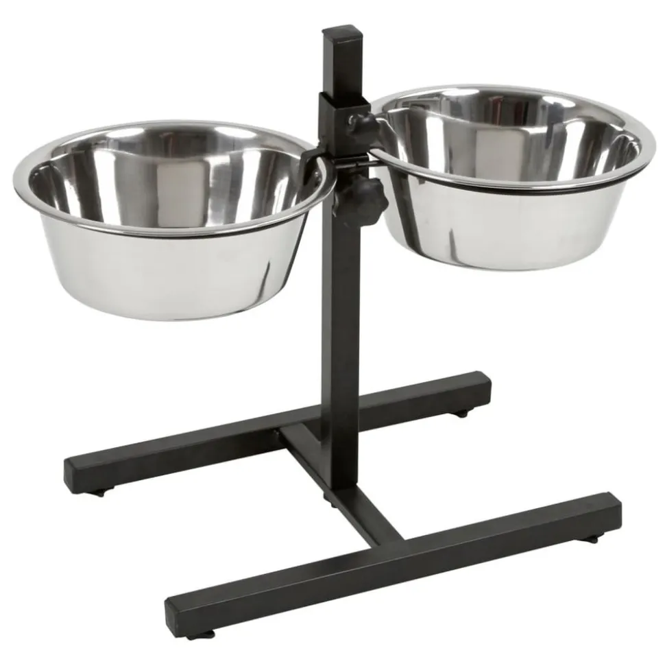 KERBL - Mangeoires d'animaux de compagnie avec support 2x2,8 l 43cm noir