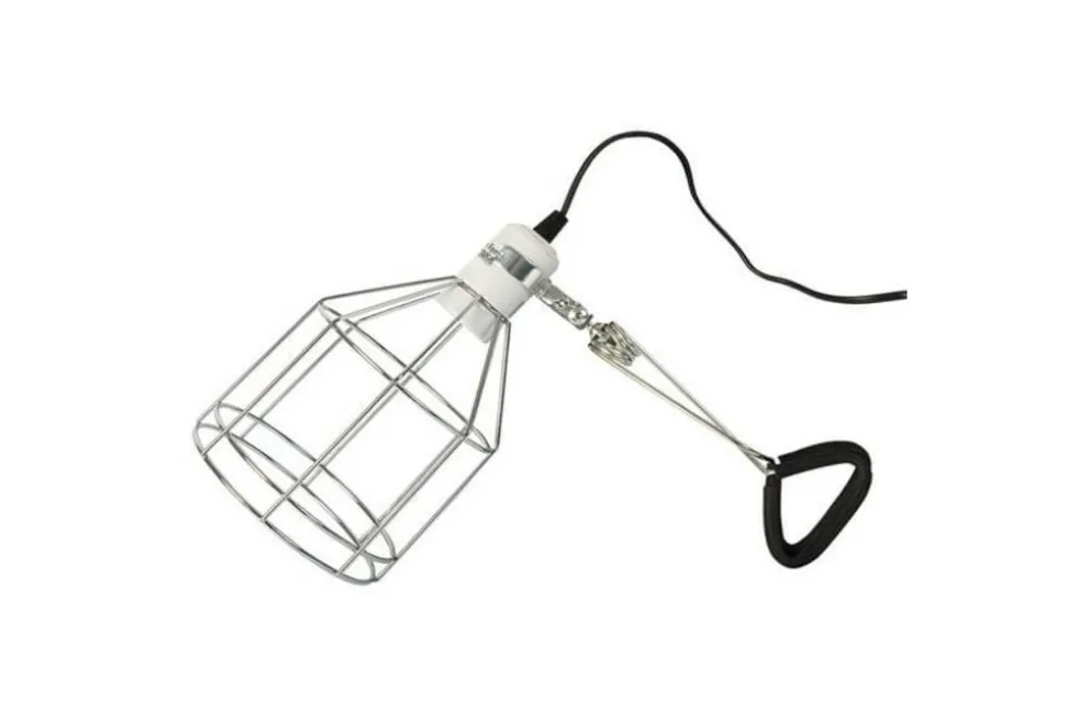 LA FERME TROPICALE - Support de lampe grillagé avec pince de fixation support d'ampoule chauffante / uvb pour reptiles (lézards, serpents, tortues),