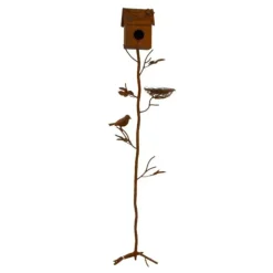 LA GRANDE PRAIRIE - Tuteur nichoir oiseaux rouille 150x15x24cm