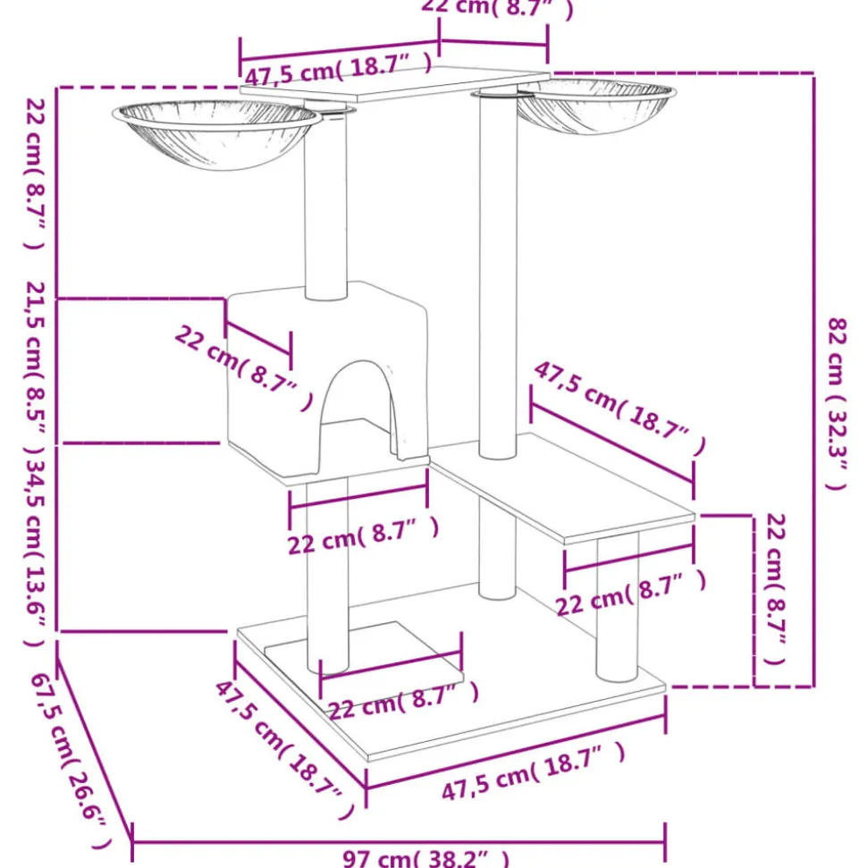 MAISON EXCLUSIVE - Arbre à chat avec griffoirs crème 82 cm