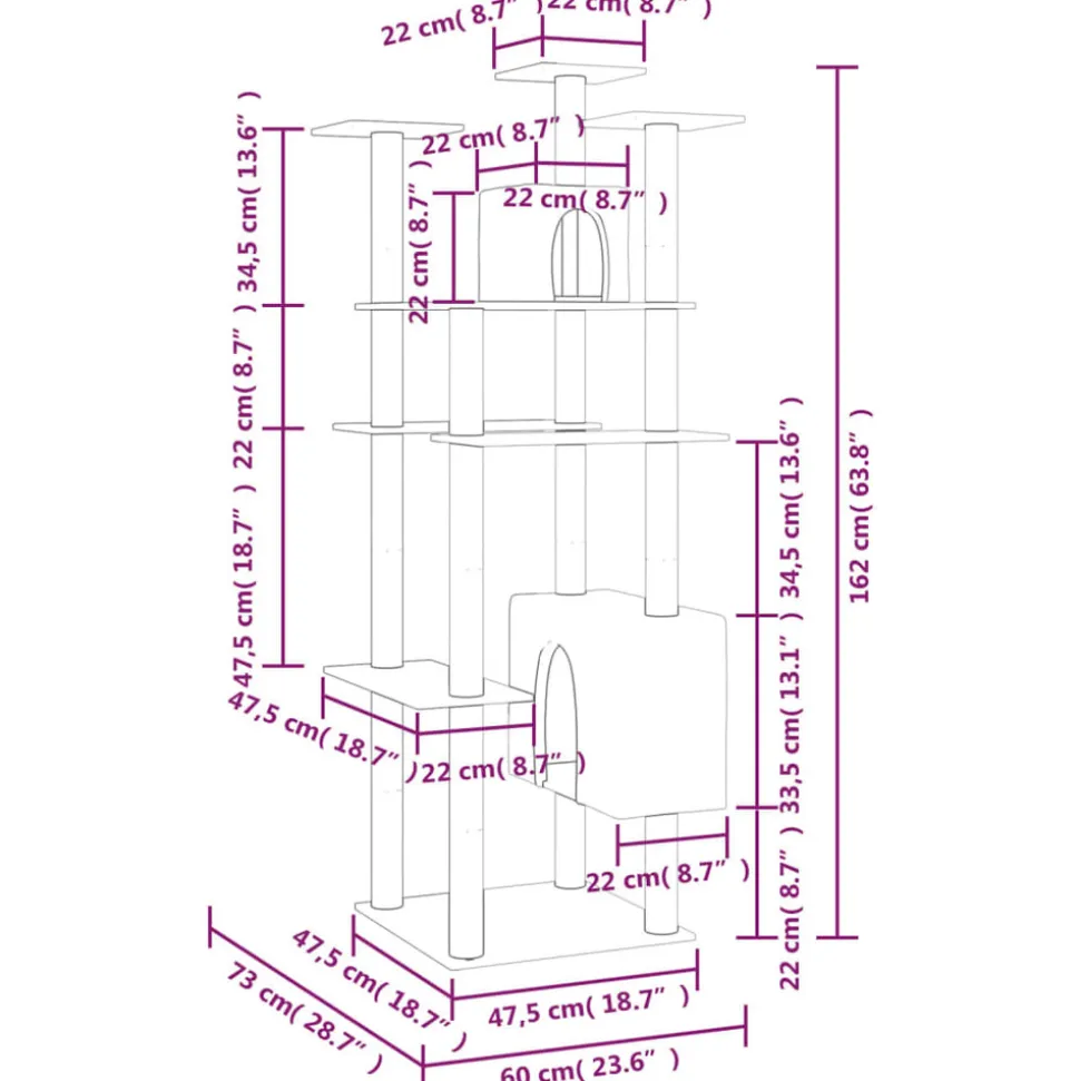 MAISON EXCLUSIVE - Arbre à chat avec griffoirs en sisal crème 162 cm