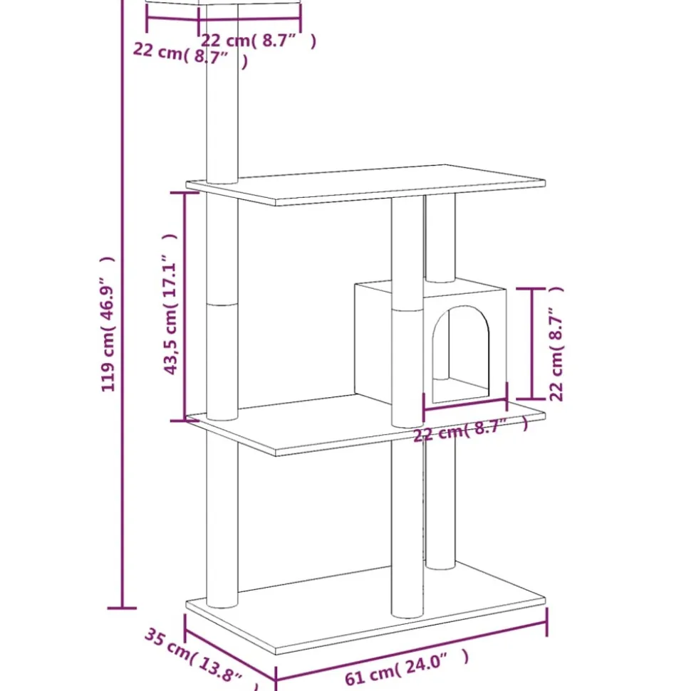 MAISON EXCLUSIVE - Arbre à chat avec griffoirs en sisal crème 119 cm