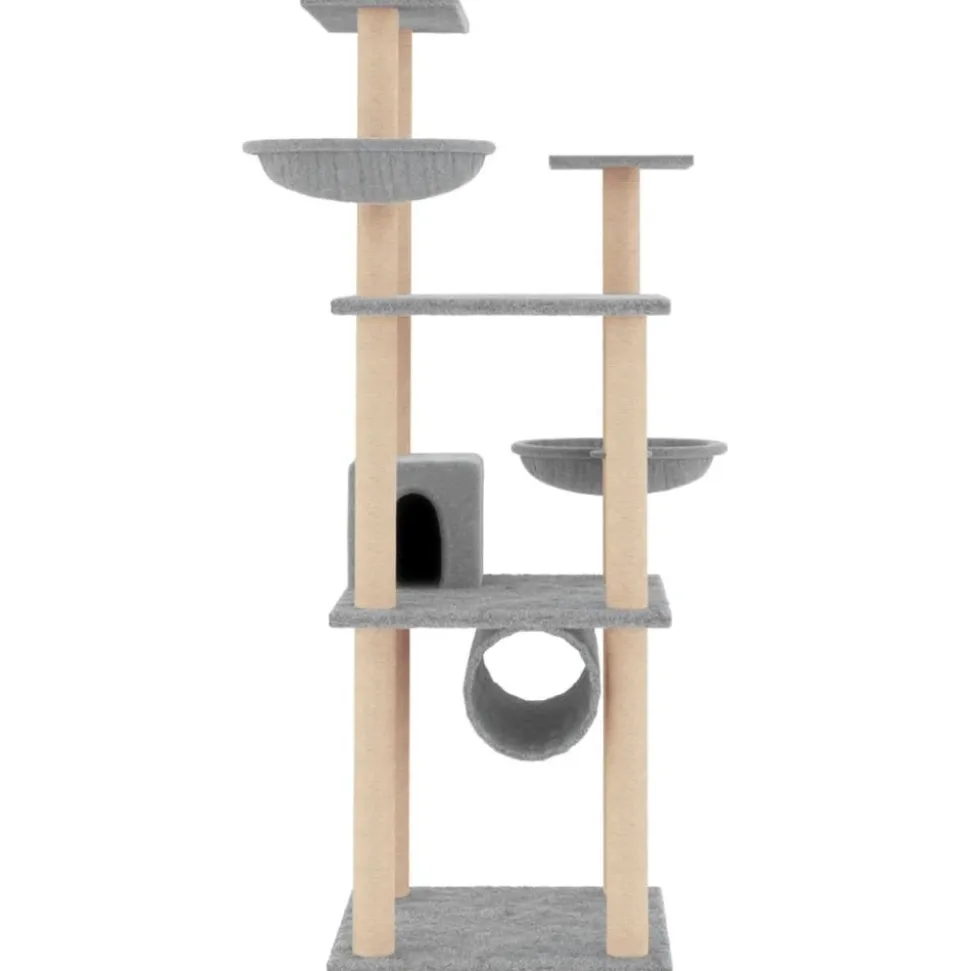 MAISON EXCLUSIVE - Arbre à chat avec griffoirs en sisal gris clair 141 cm