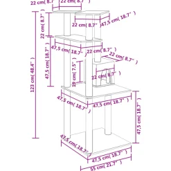 MAISON EXCLUSIVE - Arbre à chat avec griffoirs en sisal gris clair 123 cm