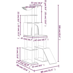 MAISON EXCLUSIVE - Arbre à chat avec griffoirs en sisal gris clair 166 cm