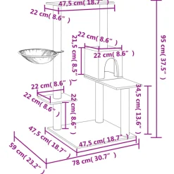 MAISON EXCLUSIVE - Arbre à chat avec griffoirs en sisal gris clair 95 cm