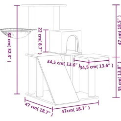 MAISON EXCLUSIVE - Arbre à chat avec griffoirs en sisal gris clair 82 cm