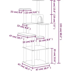 MAISON EXCLUSIVE - Arbre à chat avec griffoirs en sisal gris clair 153 cm