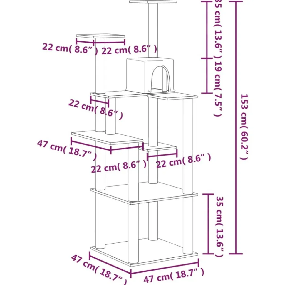 MAISON EXCLUSIVE - Arbre à chat avec griffoirs en sisal gris clair 153 cm