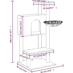 MAISON EXCLUSIVE - Arbre à chat avec griffoirs en sisal gris clair 108,5 cm