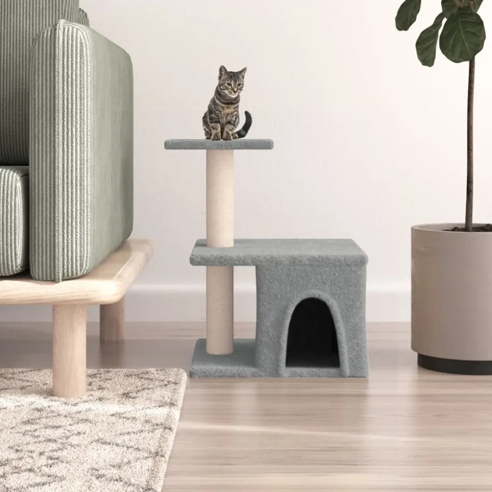 MAISON EXCLUSIVE - Arbre à chat avec griffoirs en sisal gris clair 48 cm