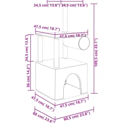 MAISON EXCLUSIVE - Arbre à chat avec griffoirs en sisal gris foncé 109,5 cm