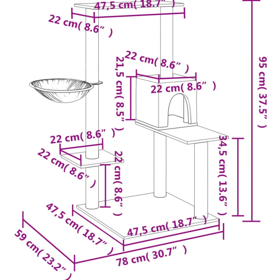 MAISON EXCLUSIVE - Arbre à chat avec griffoirs en sisal gris foncé 95 cm