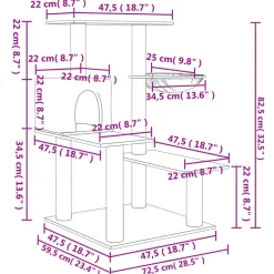 MAISON EXCLUSIVE - Arbre à chat avec griffoirs en sisal gris foncé 82,5 cm