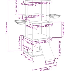 MAISON EXCLUSIVE - Arbre à chat avec griffoirs en sisal gris foncé 133 cm