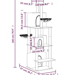 MAISON EXCLUSIVE - Arbre à chat avec griffoirs en sisal gris foncé 180 cm