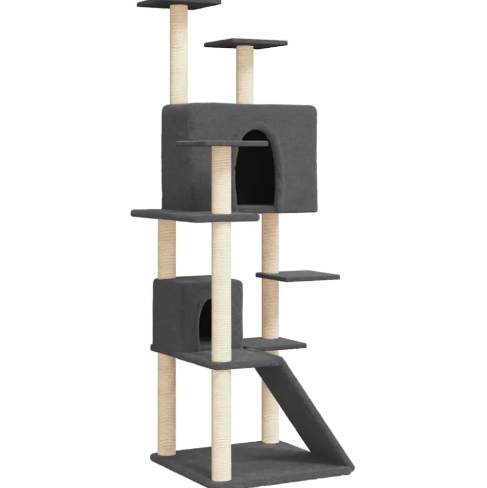 MAISON EXCLUSIVE - Arbre à chat avec griffoirs en sisal gris foncé 153 cm