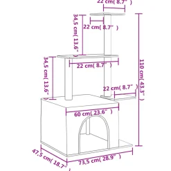 MAISON EXCLUSIVE - Arbre à chat avec griffoirs en sisal gris foncé 110 cm