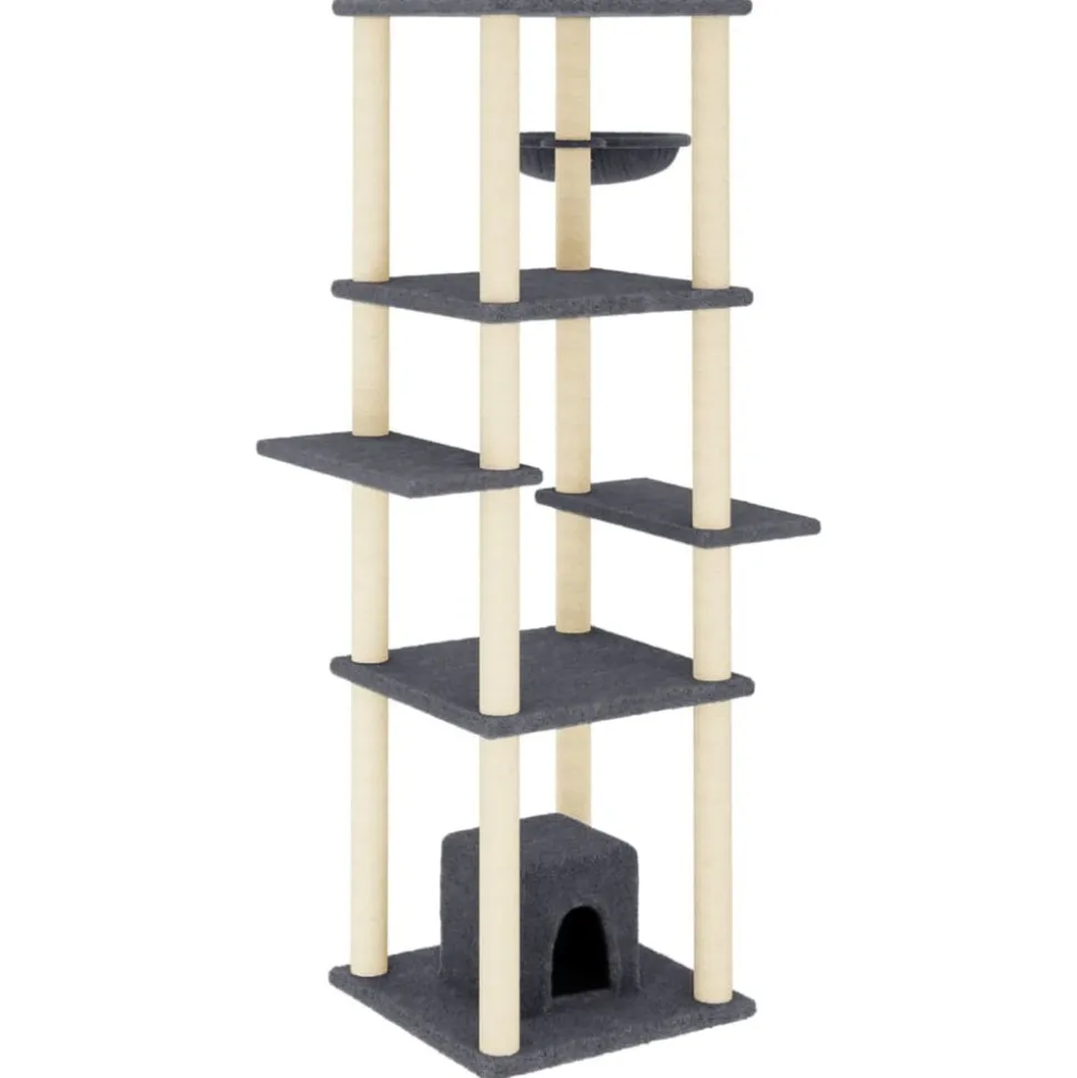MAISON EXCLUSIVE - Arbre à chat avec griffoirs en sisal gris foncé 154 cm