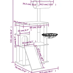 MAISON EXCLUSIVE - Arbre à chat avec griffoirs en sisal gris foncé 131 cm