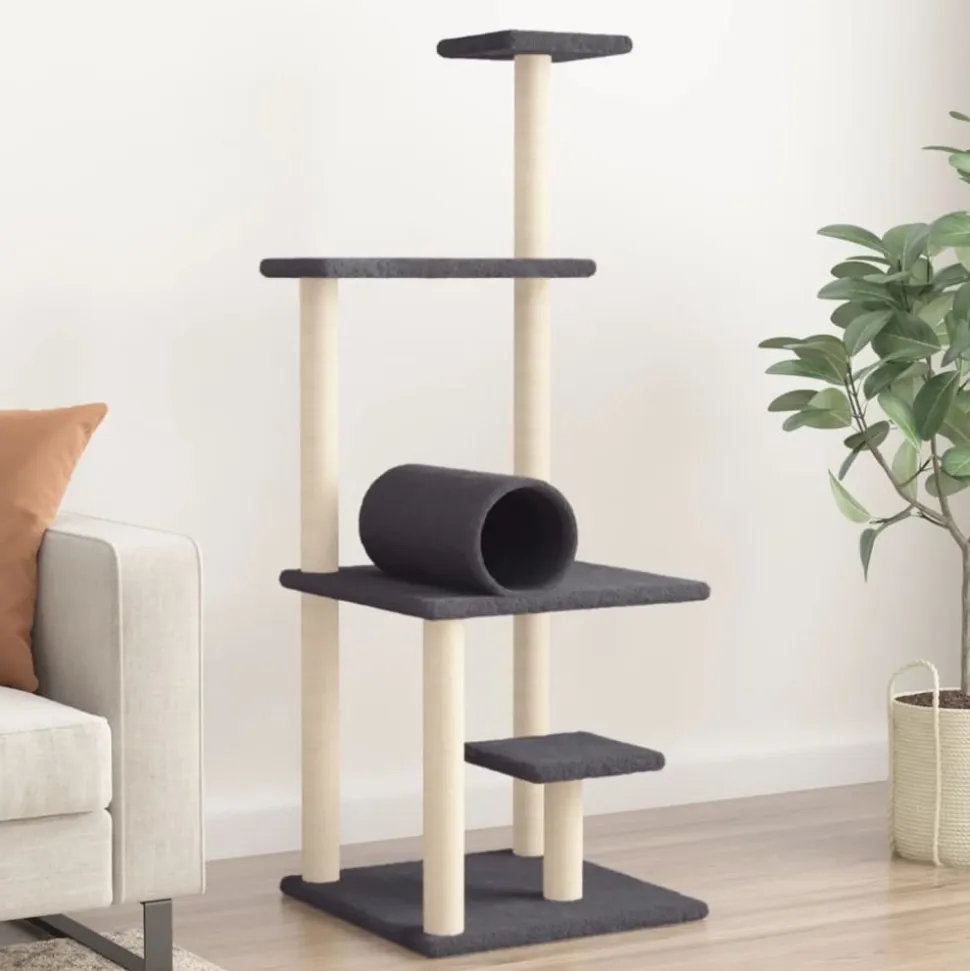 MAISON EXCLUSIVE - Arbre à chat avec griffoirs en sisal gris foncé 136 cm
