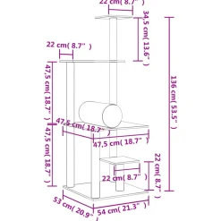 MAISON EXCLUSIVE - Arbre à chat avec griffoirs en sisal gris foncé 136 cm
