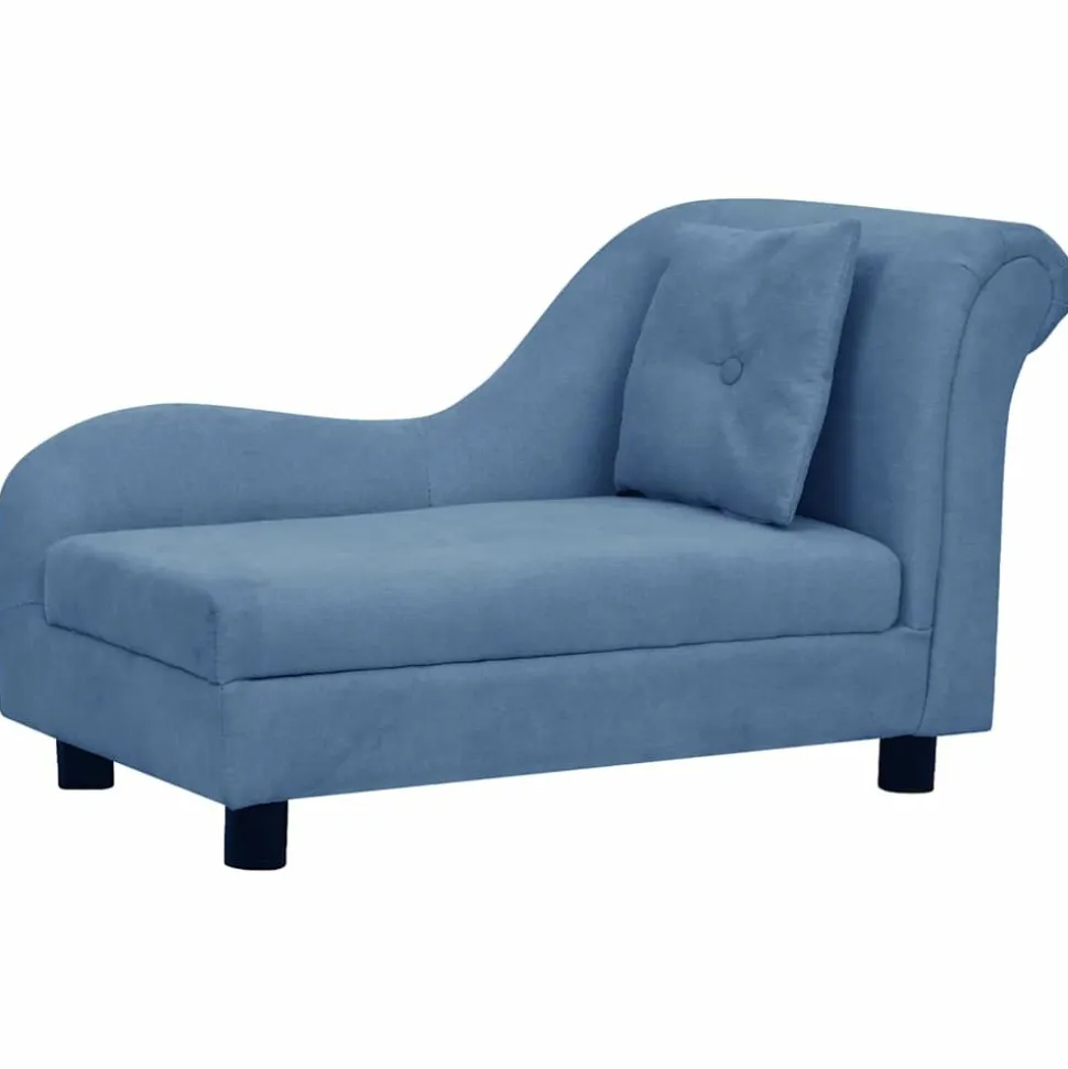 MAISON EXCLUSIVE - Canapé pour chien avec oreiller bleu 83x44x44 cm peluche