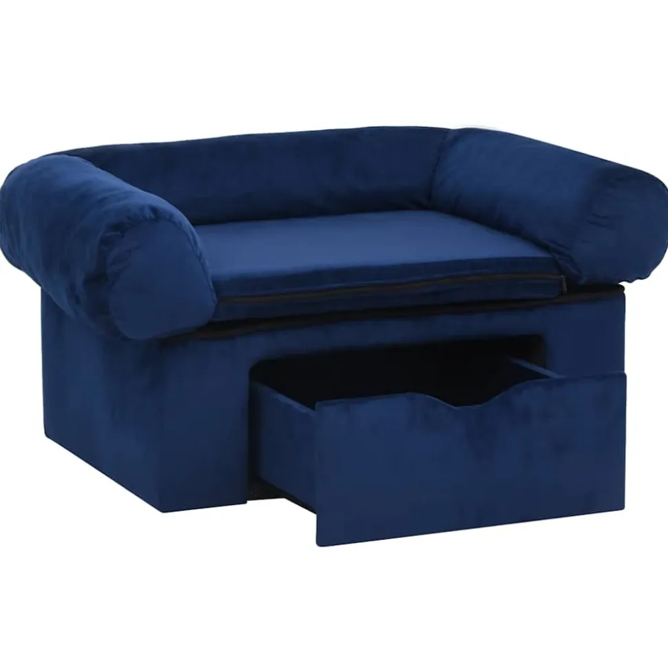 MAISON EXCLUSIVE - Canapé pour chien avec tiroir bleu 75x50x38 cm peluche
