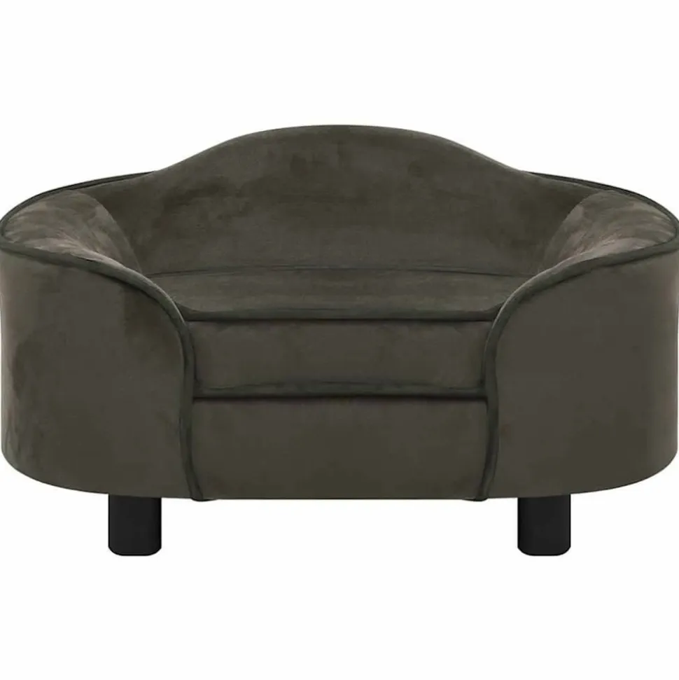 MAISON EXCLUSIVE - Canapé pour chien gris foncé 67x47x36 cm peluche