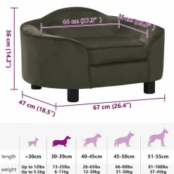 MAISON EXCLUSIVE - Canapé pour chien gris foncé 67x47x36 cm peluche