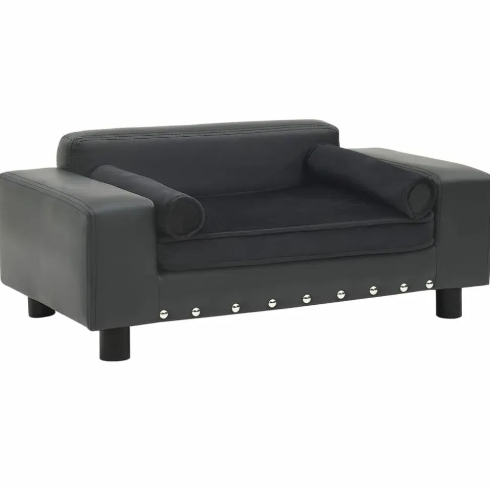 MAISON EXCLUSIVE - Canapé pour chien gris foncé 81x43x31 cm peluche et similicuir
