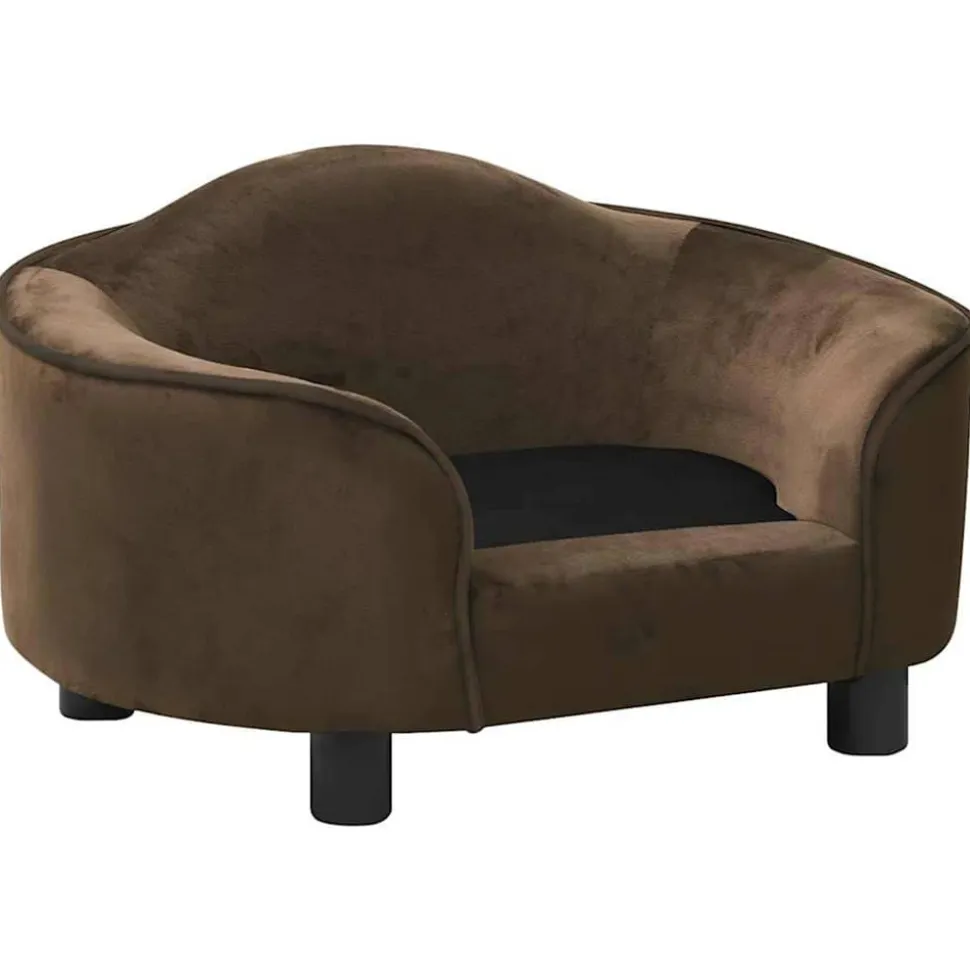 MAISON EXCLUSIVE - Canapé pour chien marron 67x47x36 cm peluche
